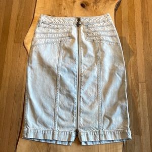 Pilcro and the Letterpress Acid Wash Zip Front Denim Midi Skirt 10
